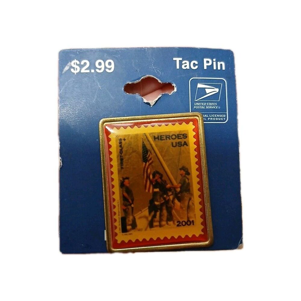 Heroes USA 2001 Tac Pin First Class September 11 USPS Post Office Pin 9/11 Stamp
